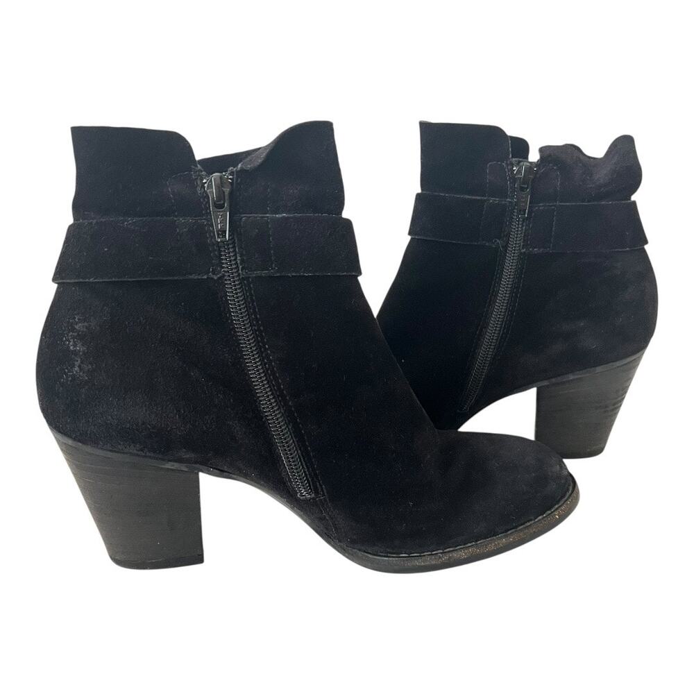 Paul Green Dallas Black Suede Stacked Heeled Ankle Boots Size 8 US - Picture 9 of 10